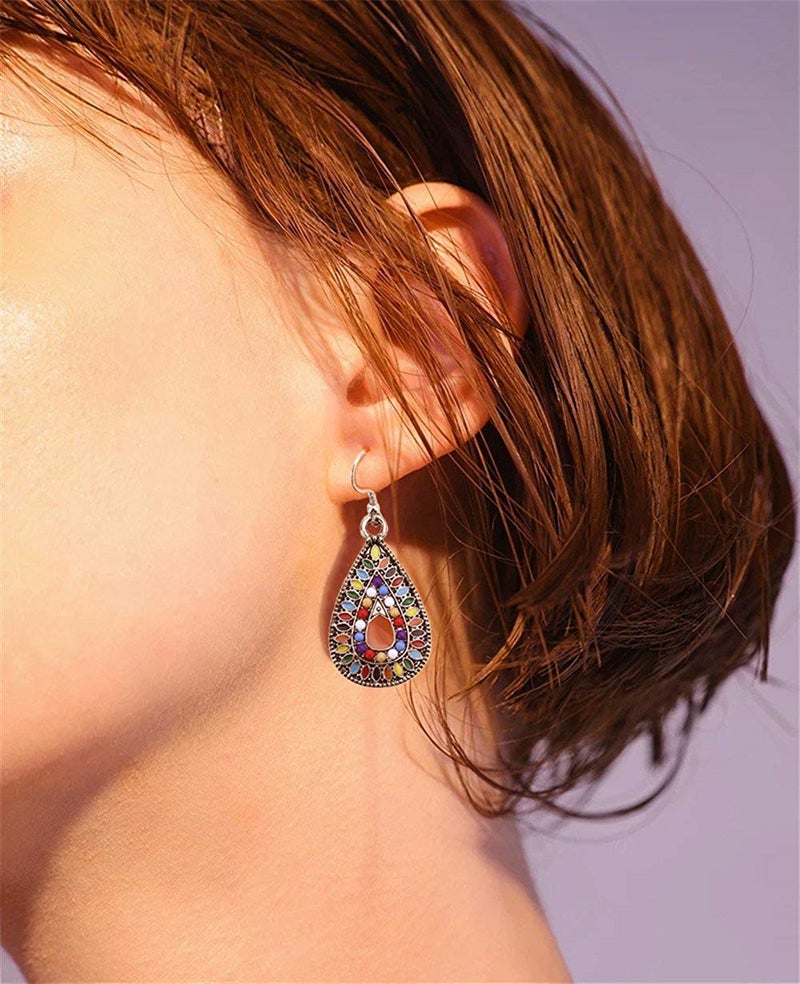 Boolavard 1 Pair Dangle Earrings Vintage Drop Earring Handmade Bohemian Teardrop Earrings - Image 3